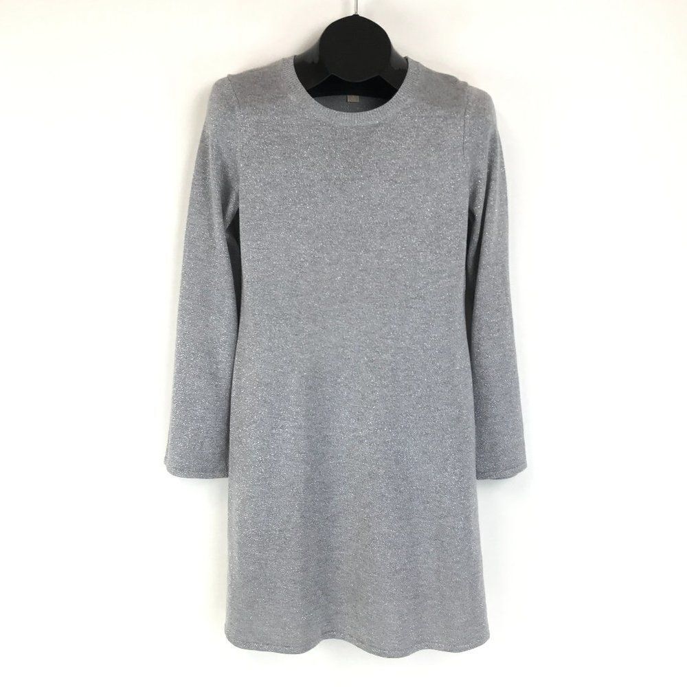 MICHAEL Michael Kors Metallic Sweater Dress Women's Small Silver Crew Neck